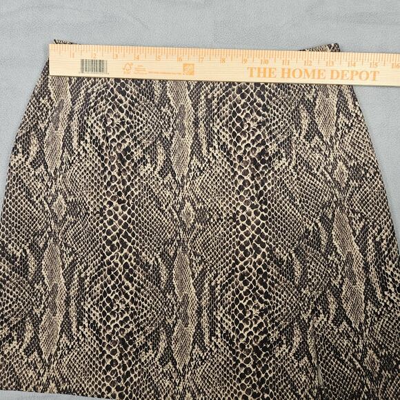 Vtg 90s Y2K Mini Skirt Set Size 7 Brown Snakeskin Slit USA Square Neck Mandee - Picture 15 of 16